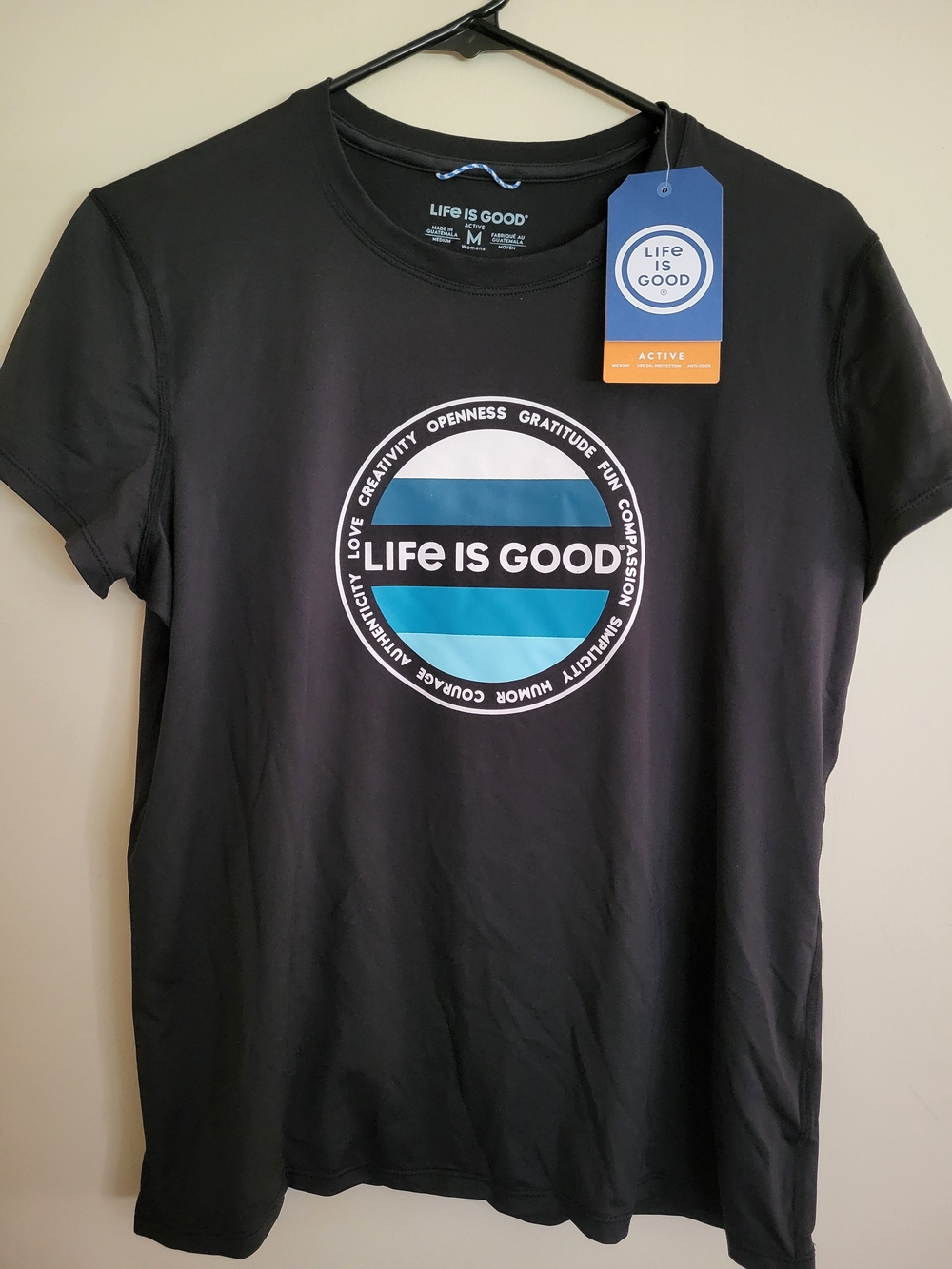 Life is Good Men’s Black Graphic Tee - Blue Logo